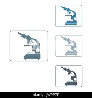 Stylized vector icons of microscope in different colors. Magnifying device sign. Laboratory equipment symbol. Stock Vector
