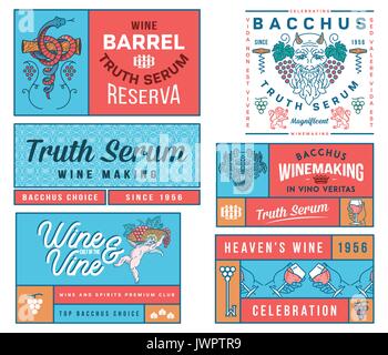 Set B of wine badges and icons for any use colored Stock Vector