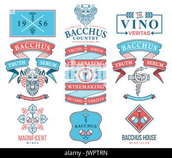 Set C of wine badges and icons for any use colored Stock Vector