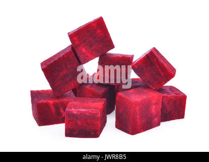 cubes of fresh beetroot isolated on white background Stock Photo