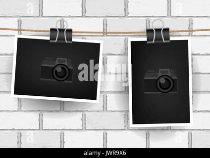 Photo hanging wall background Stock Vector