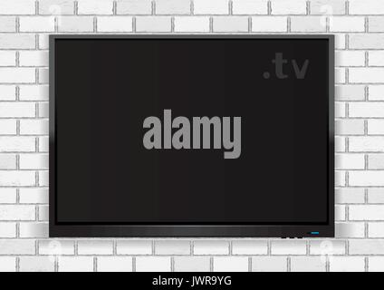 Flat TV on white walll Stock Vector