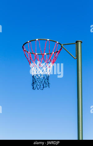 Netball net hoop pole outdoors court venue. Stock Photo