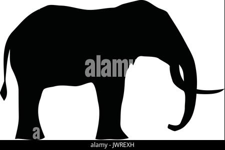 A black and white silhouette of an elephant Stock Vector