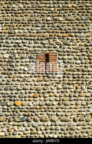 Traditional local building materials and technique with stone, Monein, France. Stock Photo