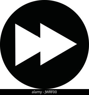 A black and white silhouette of a fast forward button Stock Vector