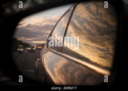 Sunset on the M40 driving in to London Stock Photo