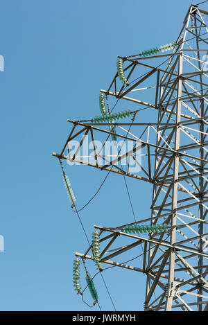 wire with insulators against the sky Stock Photo