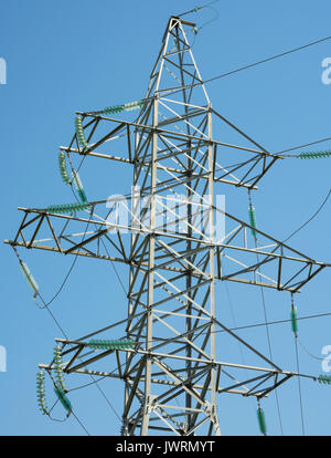 wire with insulators against the sky Stock Photo