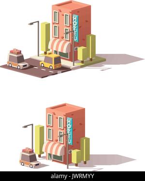 Vector low poly hotel icon Stock Vector