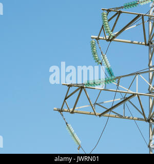 wire with insulators against the sky Stock Photo