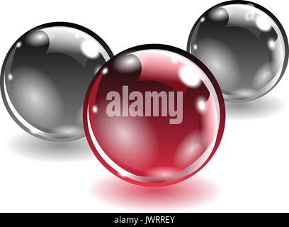 Three balls of different colors on a white background. Stock Vector