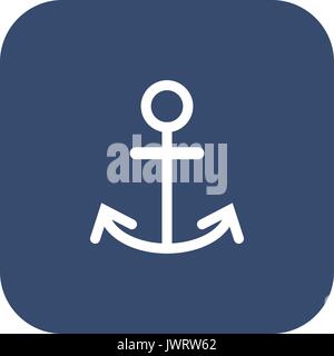 Anchor icon flat. White pictogram on dark background. Stock Vector