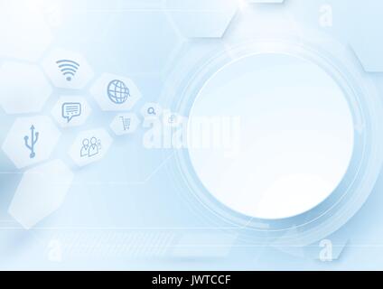 Abstract geometric, lines technology digital hi tech and icons concept background Stock Vector