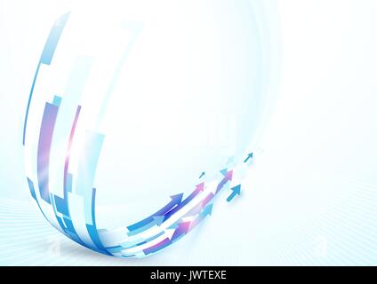 Abstract blue line rectangle curve shape with arrows on white background vector design Stock Vector
