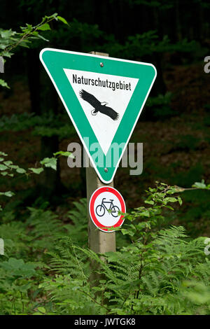 nature-sanctuary sign, Bruchhausen, Sauerland, Northrhine-Westfalia, Germany Stock Photo