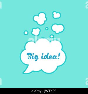 The inscription in the bubble big idea sticker illustration vector for dialogue in the cartoons Stock Vector