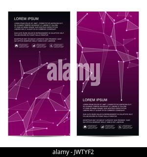 2 of modern vertical scientific banners. Molecular structure of DNA and neurons. Geometric abstract background. Medicine, science, technology, business and website templates. Vector illustration Stock Vector