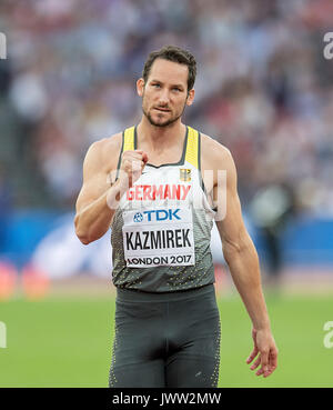 London, Grossbritannien. 12th Aug, 2017. Jubel Kai KAZMIREK, Deutschland, 3.Platz, Speerwerfen Zehnkampf, am 12.08.2017 Leichtathletik Weltmeisterschaft 2017 in London/ Grossbritannien, vom 04.08. - 13.08.2017. | Verwendung weltweit Credit: dpa/Alamy Live News Stock Photo