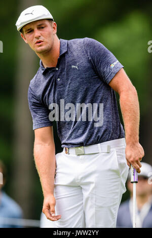 Charlotte, NC., USA. 13th August, 2017. Golfer Bryson Dechambeau during the PGA Championship on Sunday August 13, 2017 at Quail Hollow in Charlotte, NC. Jacob Kupferman/CSM/Alamy Live News Stock Photo
