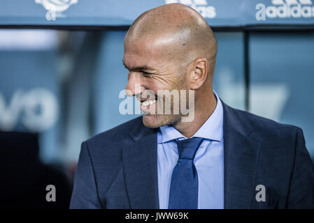 Barcelona, Catalonia, Spain. 13th Aug, 2017. Real Madrid head coach ZINEDINE ZIDANE prior to the Spanish Super Cup Final 1st leg between FC Barcelona and Real Madrid at the Camp Nou stadium in Barcelona. Credit: Matthias Oesterle/ZUMA Wire/Alamy Live News Stock Photo
