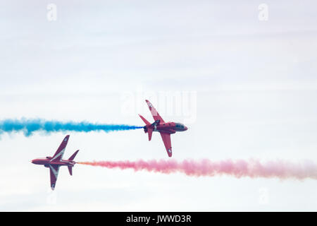 Blackpool 13th August 2017: Blackpool annual airshow visitors enjoy dispaly from a slection of aircraft and dispaly teams inclluding the Red Arrows the first airshow was held in 1909 over the sea front and beach of Blackpool . Clifford Norton/Alamy Live News Stock Photo