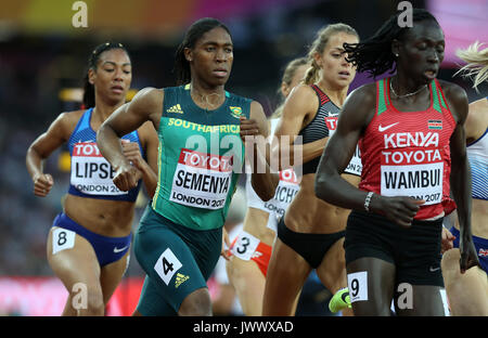 South Africa's Caster Semenya (centre left) wins the Women's 800m Final during day ten of the 2017 IAAF World Championships at the London Stadium. Stock Photo