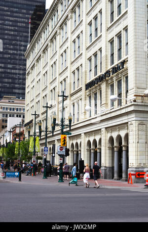 The Hudson's Bay Department Store on The Corner of 1 Street SW and 8th Avenue SW in Downtown Calgary Alberta Canada Stock Photo