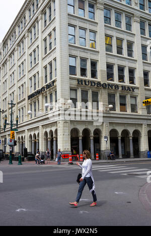 The Hudson's Bay Department Store on The Corner of 1 Street SW and 8th Avenue SW in Downtown Calgary Alberta Canada Stock Photo