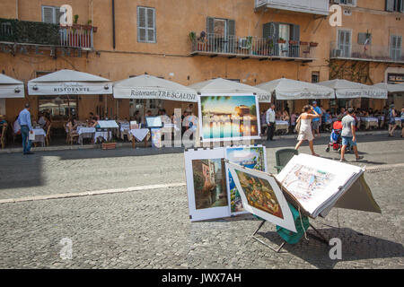 Artist and Artwoks in Piazza Navona, Rome, Lazio, Italy, Europe Stock Photo