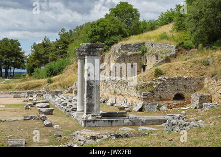 Ruins of Filippi, city founded in the fourth century BC , then the Roman colony. St. Paul founded here the first Christian community in Europe. Stock Photo