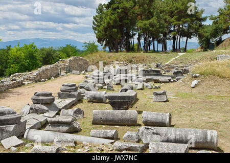 Ruins of Filippi, city founded in the fourth century BC , then the Roman colony. St. Paul founded here the first Christian community in Europe. Stock Photo