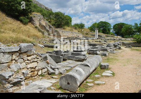 Ruins of Filippi, city founded in the fourth century BC , then the Roman colony. St. Paul founded here the first Christian community in Europe. Stock Photo