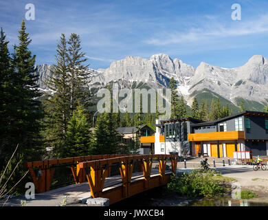 Beautiful Housing and Rocky Mountain Scenes and Pine Forest in Canmore Banff National Park Alberta Canada Stock Photo