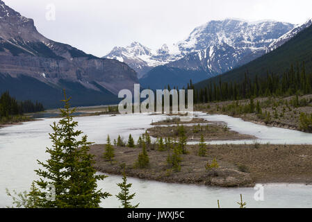 The Sunwapta River on the Icefields Parkway in Jasper National Park Alberta Canada Stock Photo