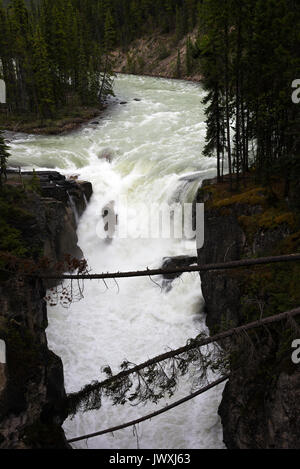 The Beautiful Sunwapta Falls on the Icefields Parkway in Jasper National Park Alberta Canada Stock Photo