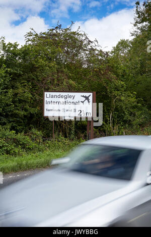 Llandegley International Airport Joke Sign Crossgates Llandrindod Wells Powys Wales UK Stock Photo