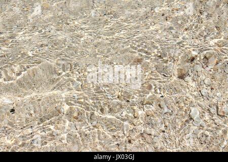 Ripples of Clear seawater of Kaputian Beach in Samal Island, Philippines Stock Photo