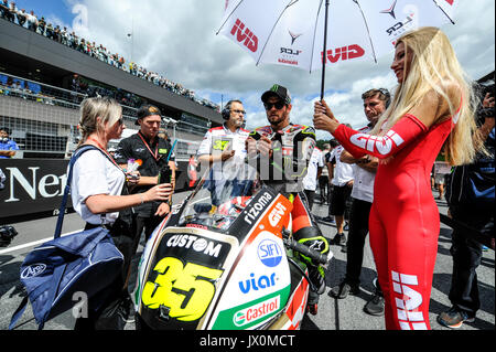 Spielberg, Austria. 13th Aug, 2017. Cal Crutchlow (LCR Honda) on grid during MotoGP Grand Prix of Austria, at Red Bull Ring, Spielberg, Austria; Credit: Gaetano Piazzolla/Pacific Press/Alamy Live News Stock Photo