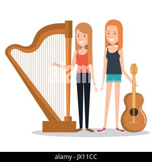 Little Girl Playing Harp Illustration Stock Vector (Royalty Free) 539715271