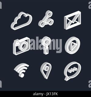 Wireless connection technology electronic gadgets and devices isometric icons collection with printer router and keyboard isolated vector illustration Stock Vector
