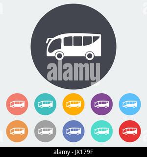 Bus. Single flat icon on the circle. Vector illustration. Stock Vector