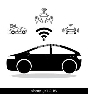 remote sensing system of smart car vehicle front view vector illustration Stock Vector
