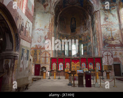 Gelati Monastery a Unesco world heritage site near Kutaisi, Georgia, founded in 1106, interior of Cathedral dedicated to Virgin Mary fresco paintings Stock Photo