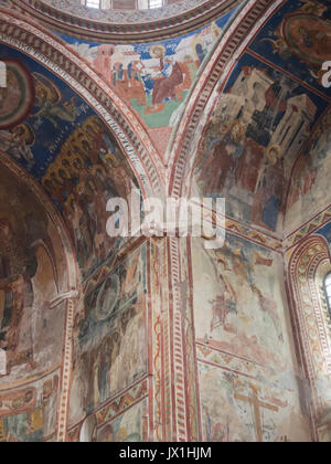 Gelati Monastery a Unesco world heritage site near Kutaisi, Georgia, founded in 1106, interior of Cathedral dedicated to Virgin Mary fresco paintings Stock Photo