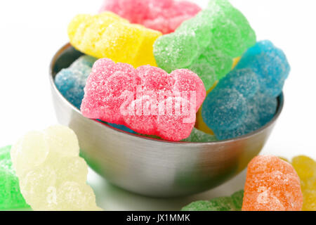 Fruit flavored gummy bears in assorted colors Stock Photo