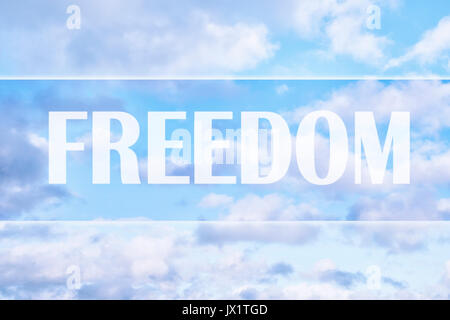 Freedom Word on Blue Sky as Abstract Background Stock Photo