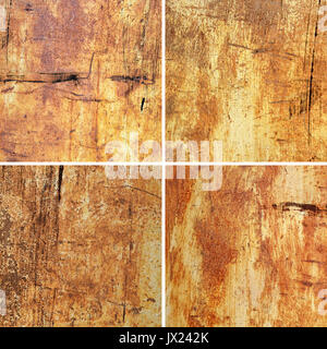 Set of Old Damaged and Weathered Metal or Steel Surfaces as Texture or Background Stock Photo