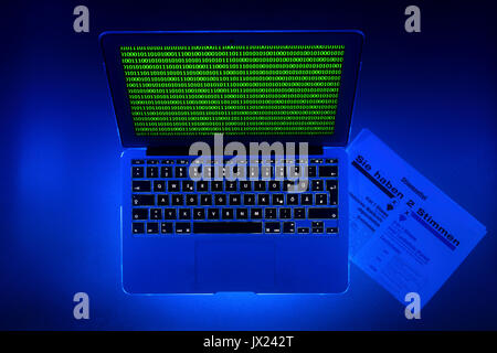Laptop, symbolic image, cybercrime, computer crime, computer hacker, data security, election fraud Stock Photo