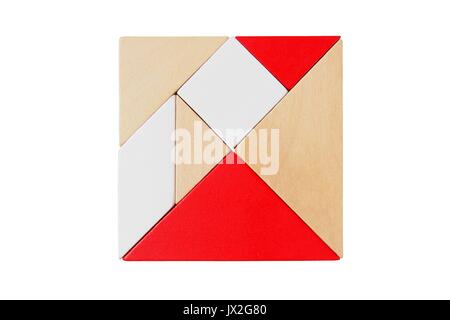 Square shape made from tangram tans isolated on white Stock Photo